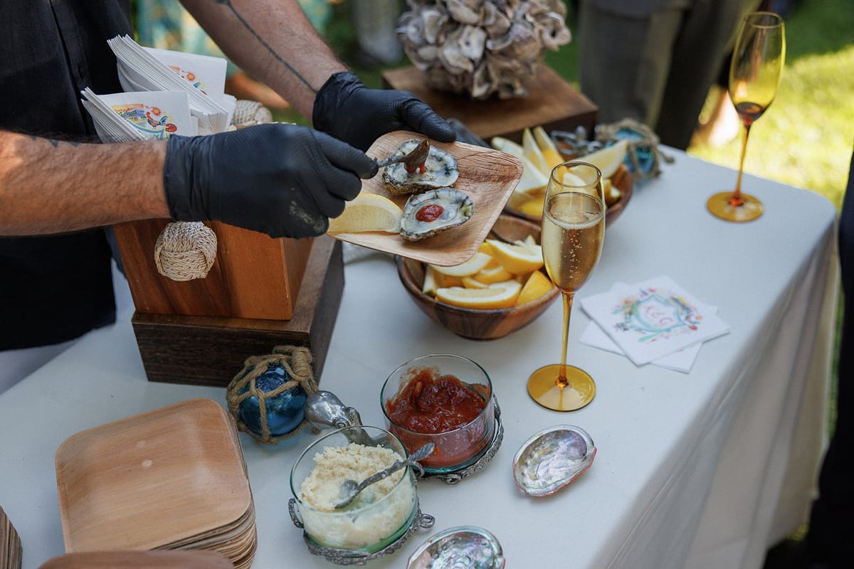 villa and vine wedding reception complete with oysters