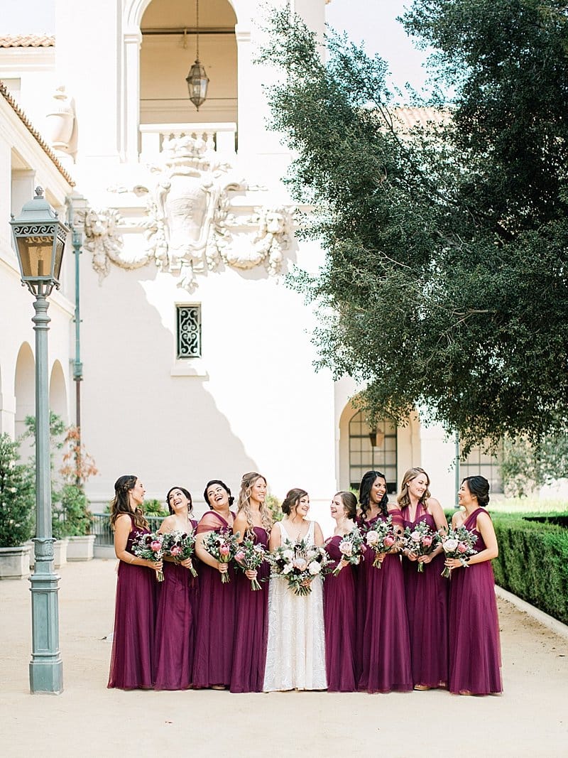 pasadena bride and her bridesmaids after hair and makeup