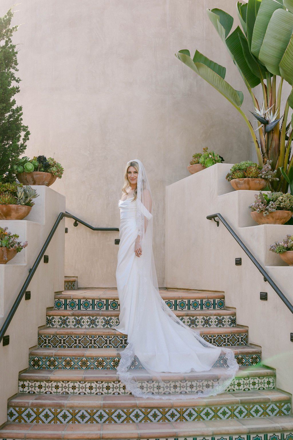 60's bridal hair and makeup look meets spanish style wedding venue in san juan capistrano