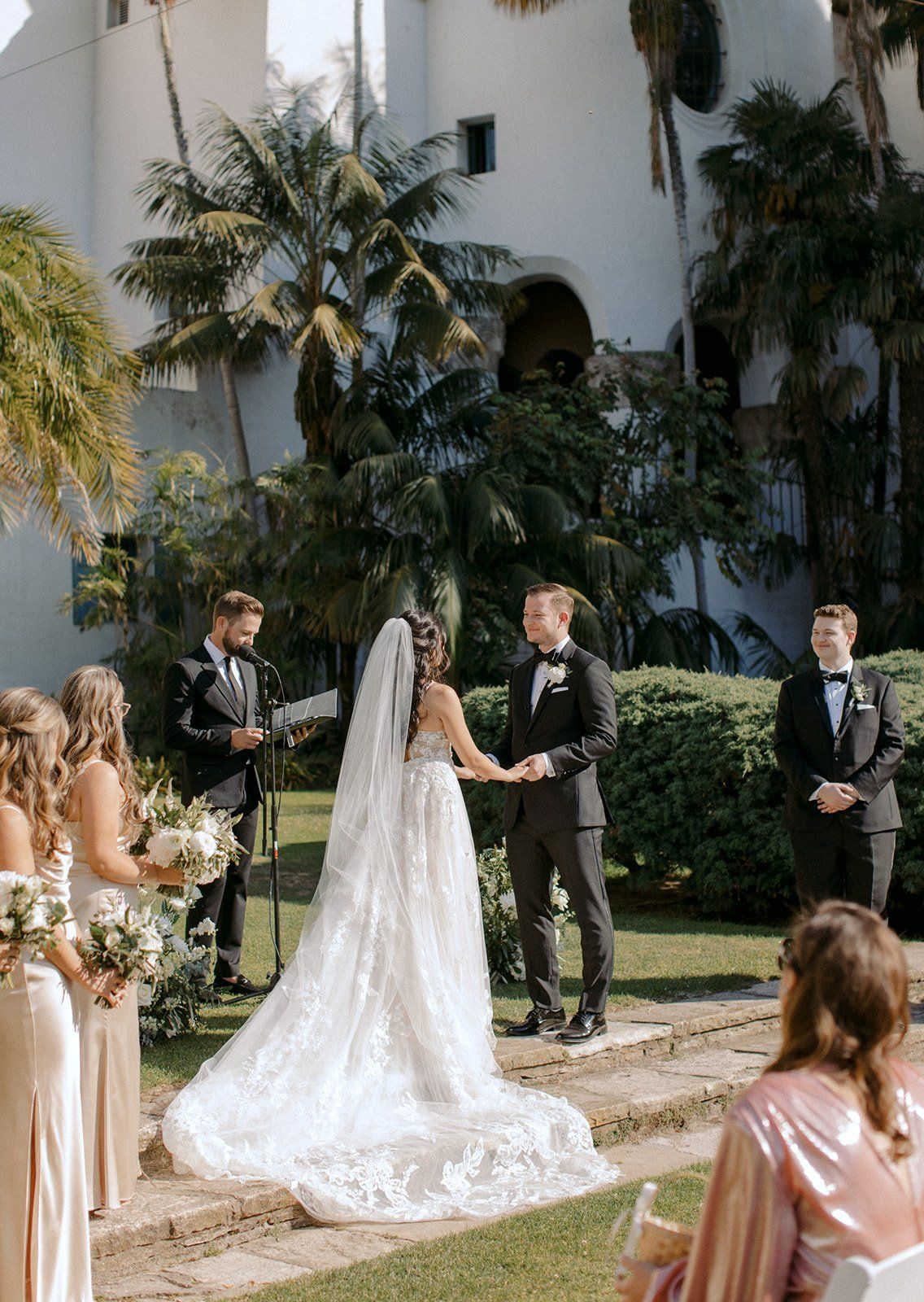 the santa barbara courthouse was the perfect backdrop for couple's destination wedding!