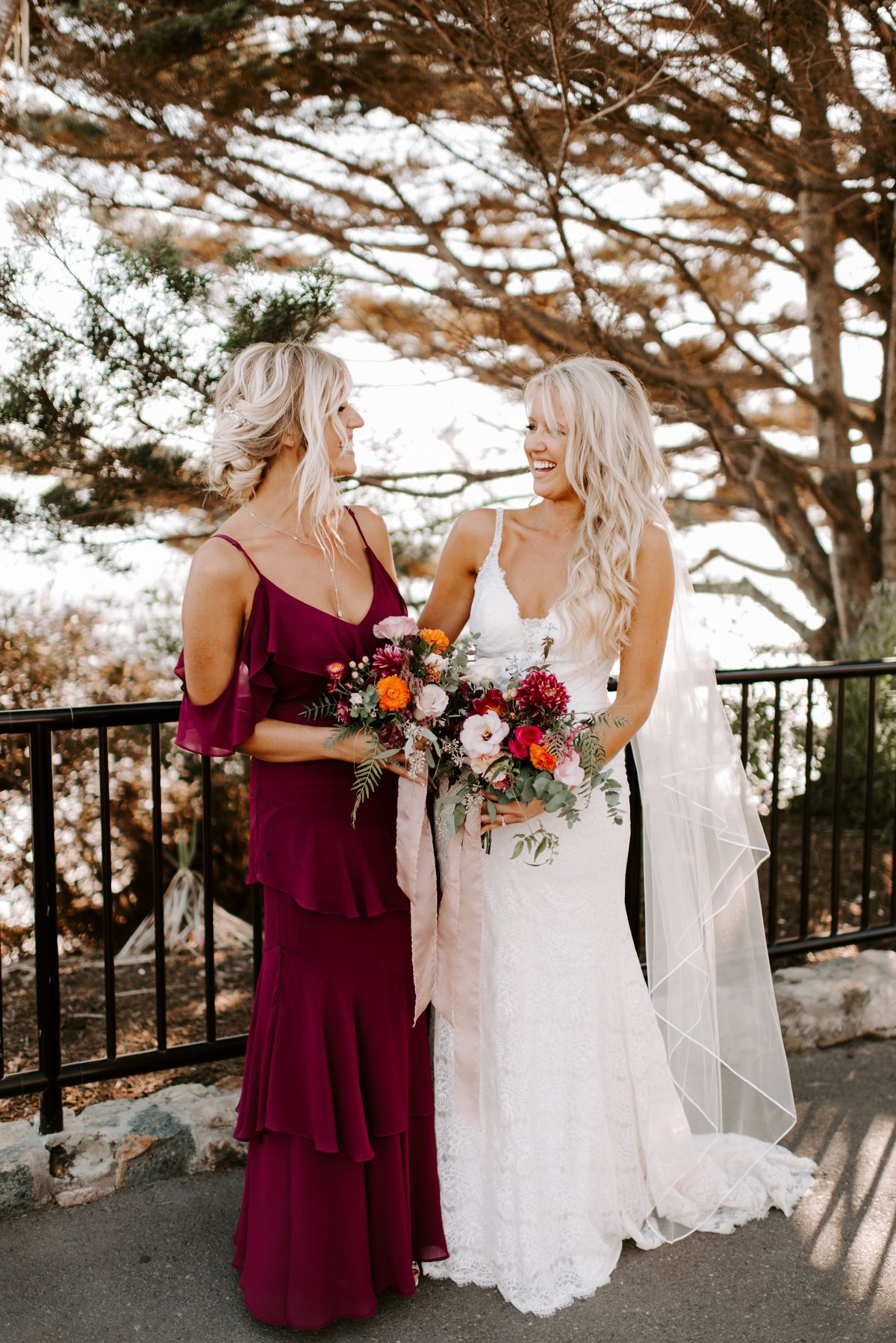 beachy, boho bride and matron of honor