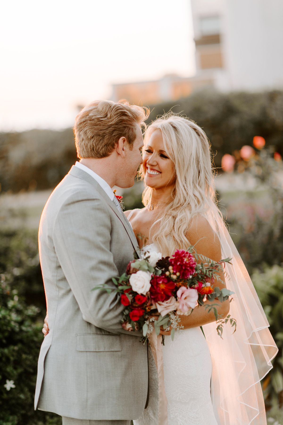 dreamy laguna beach bride and groom after wedding ceremony