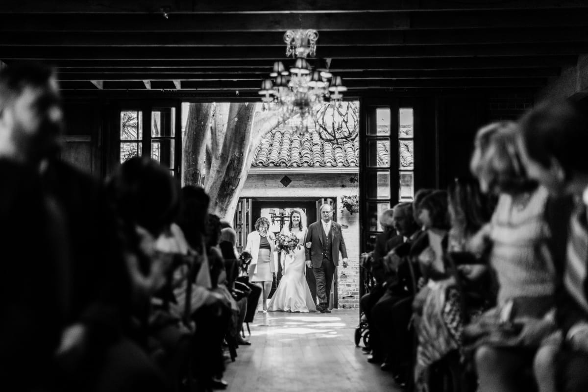 gorgeous chic and classic wedding ceremony held at historic LA venue, The Carondelet House