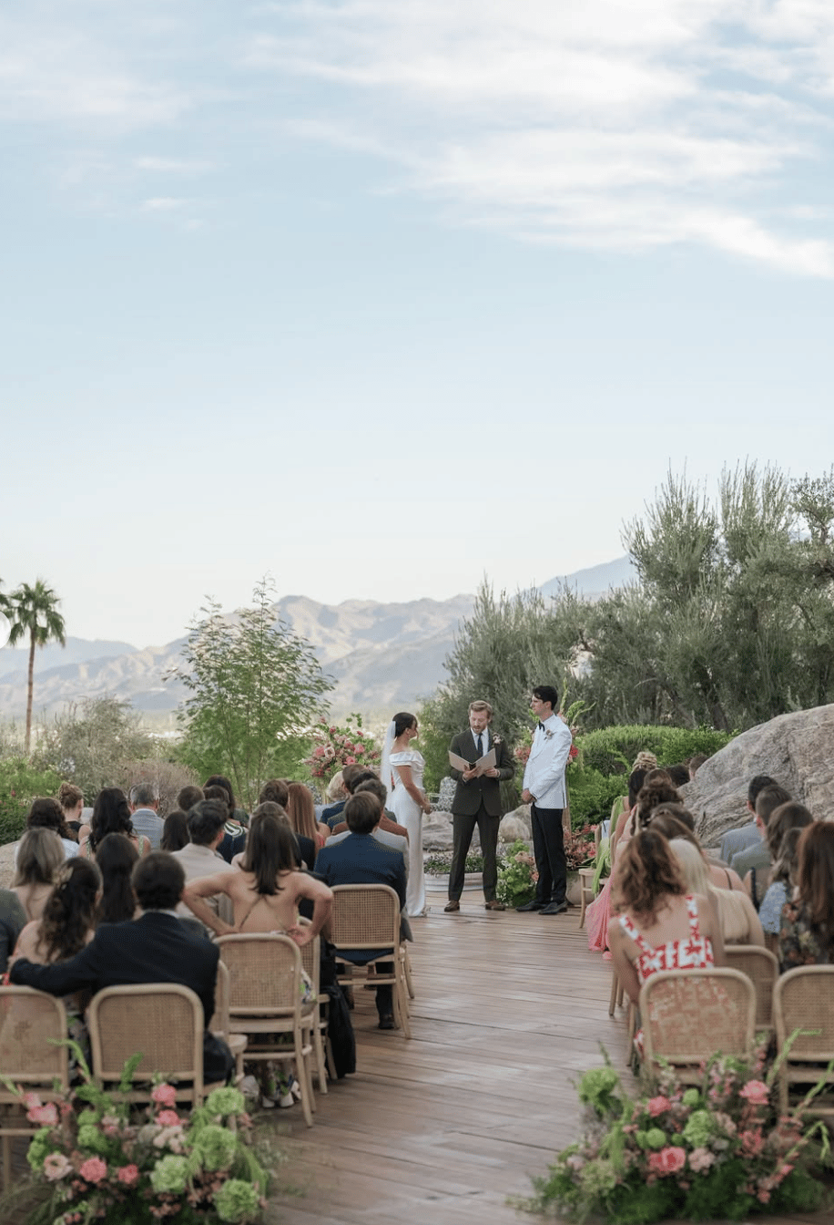 winter palm springs wedding complete with stunning and elevated ceremony rentals