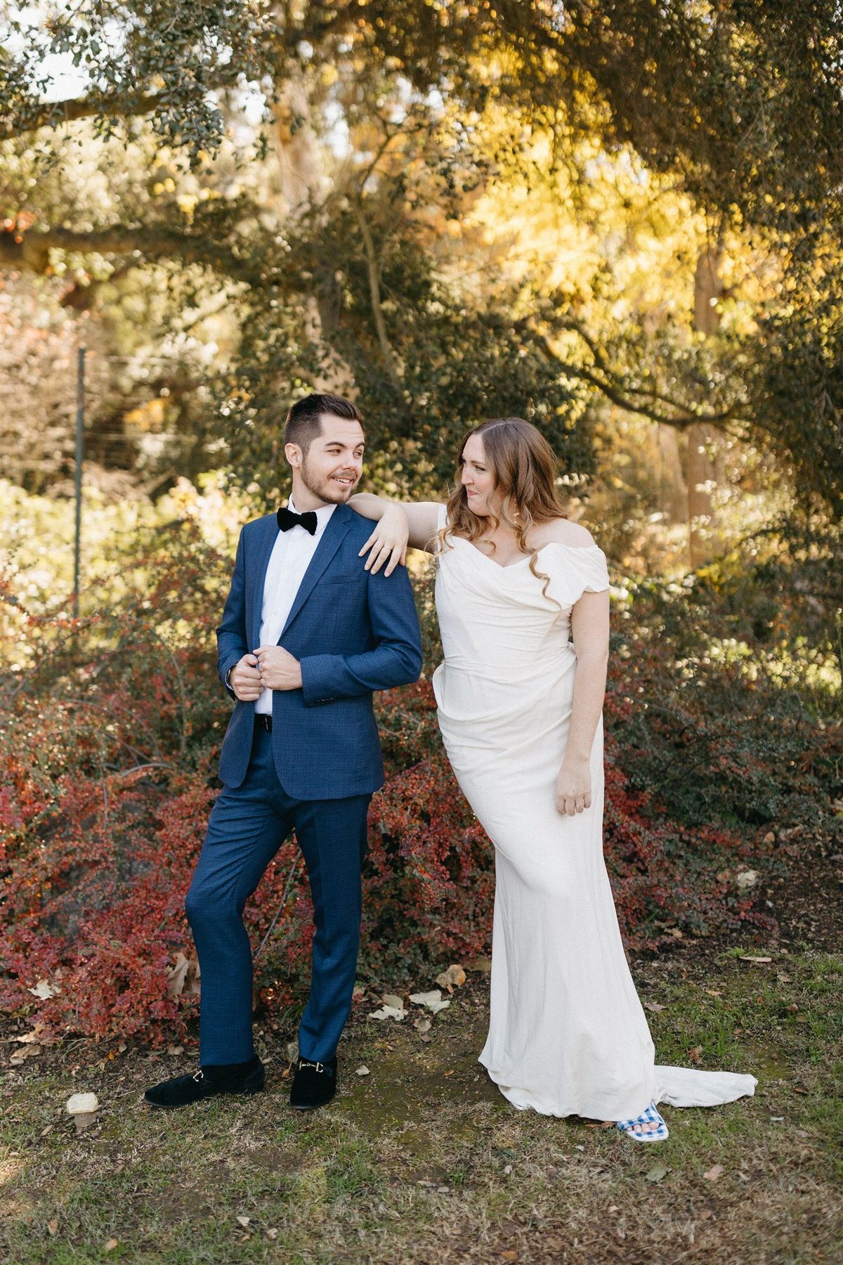 bride and groom share first look moments before their wedding ceremony