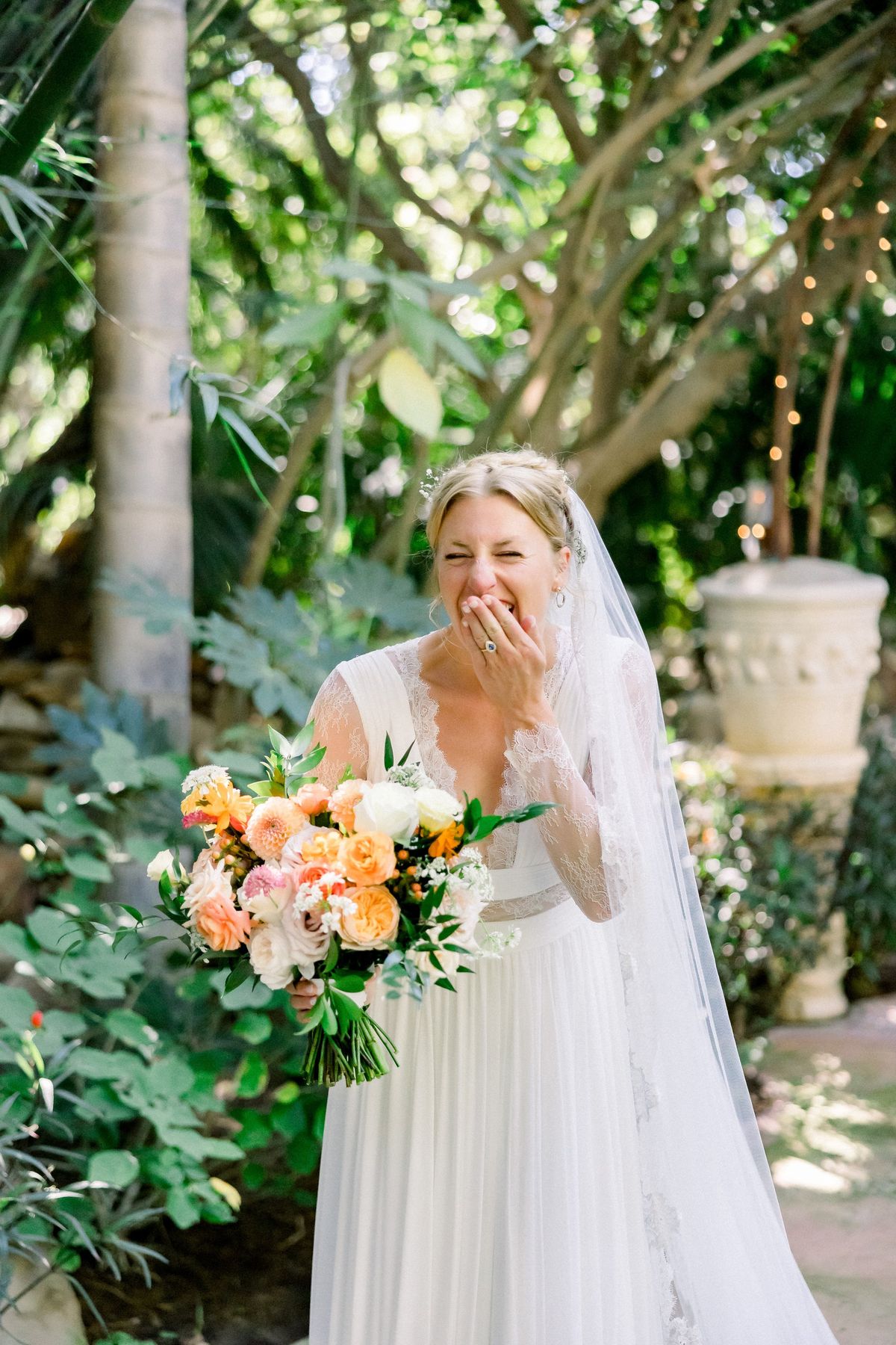 bride can't contain her joy before her wedding ceremony in simi valley