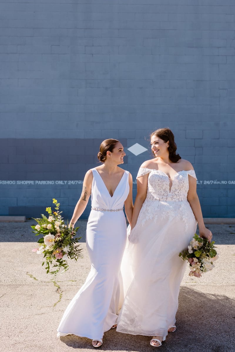 Colorful and sweet first look for these SmogShoppe brides!