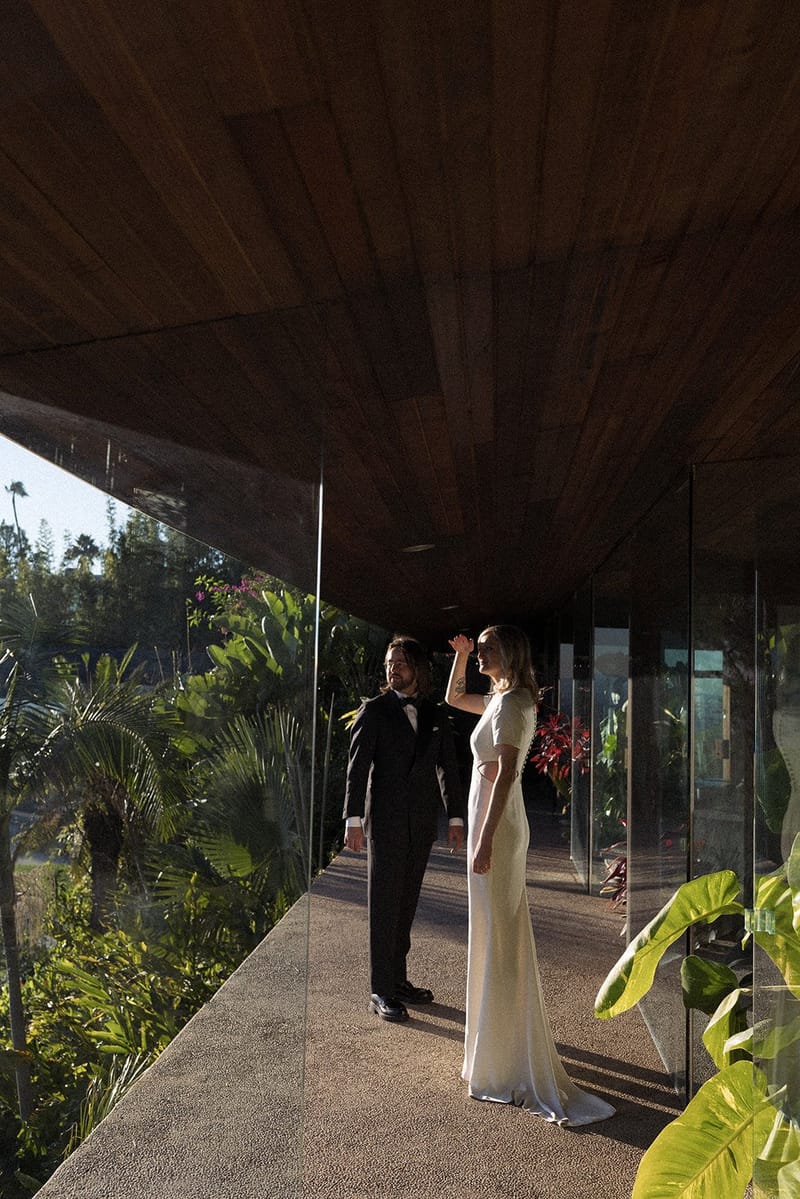 Bride and groom flew across the world to elope at the Sheats—Goldstein Residence in Beverly Hills, CA