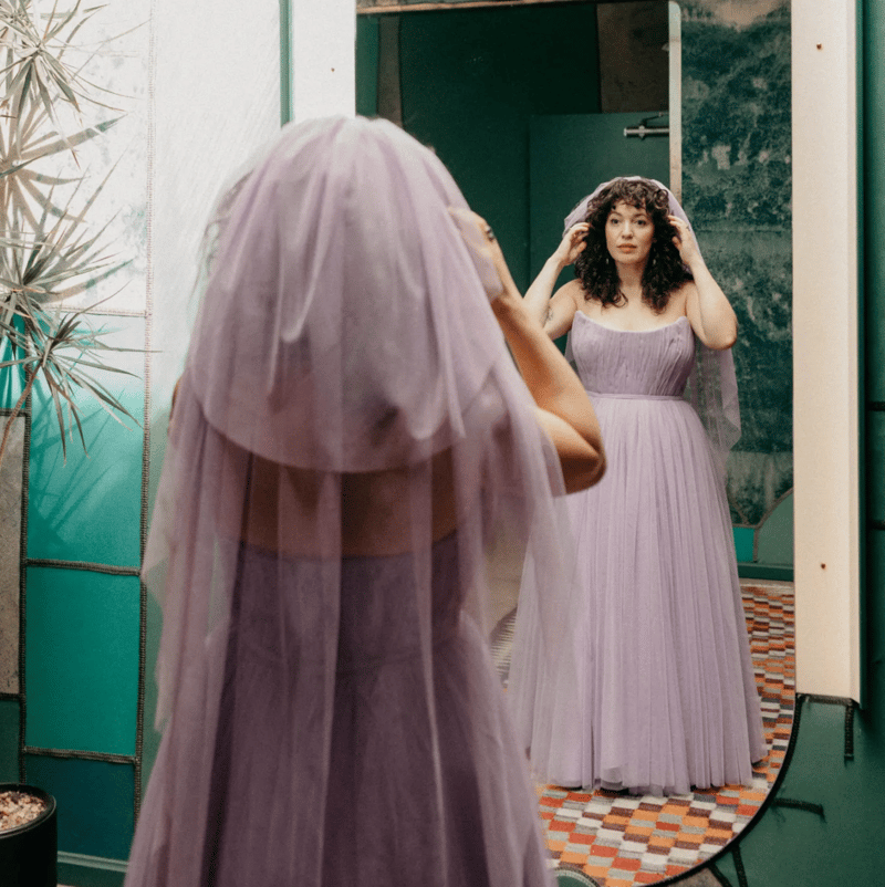 “A Lovely Lavender Wedding Dress for an Eclectic + Romantic Downtown Los Angeles Wedding” Published in Green Wedding Shoes