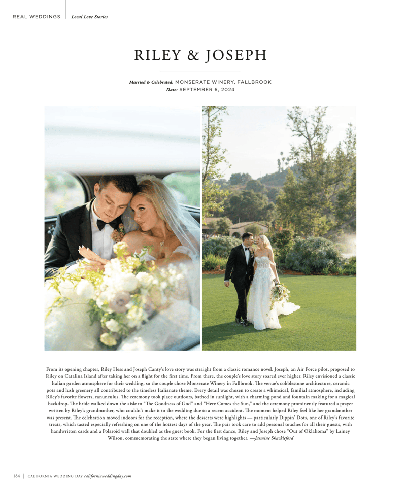 Luxury Proposal Planner Now Gets Her Own Fairytale Wedding— Published in California Wedding Day Magazine