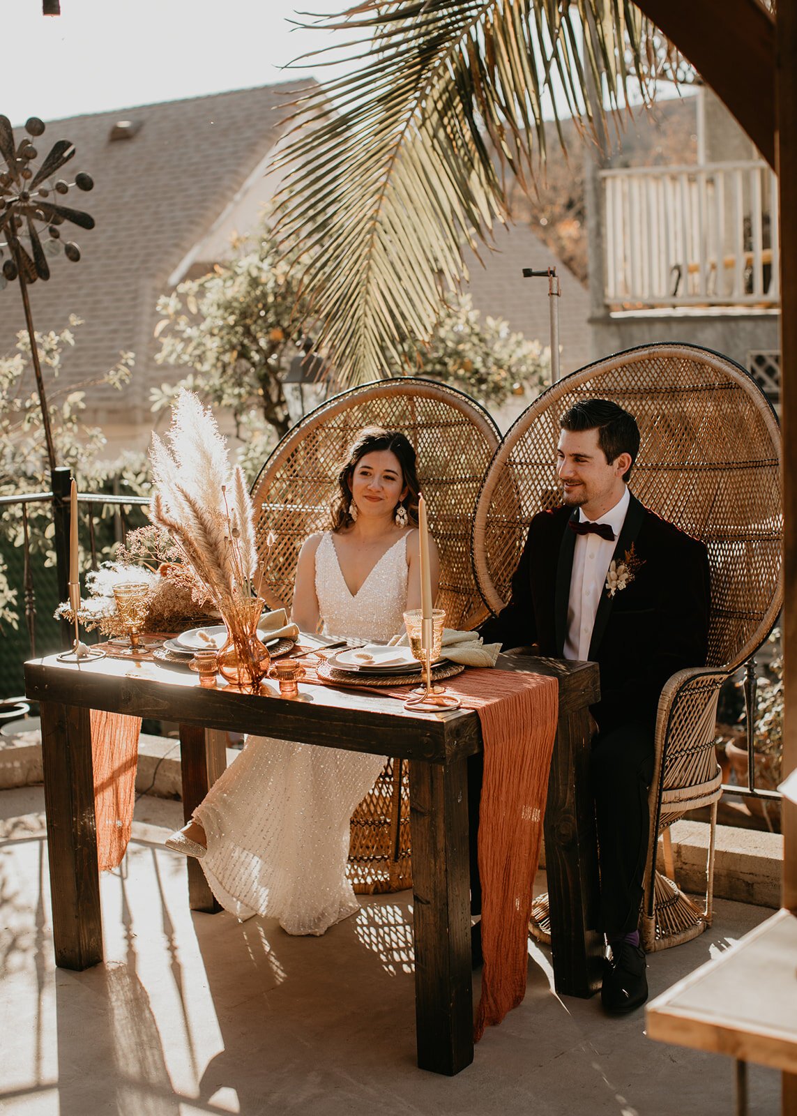 Boho backyard elopement in Echo Park, Los Angeles